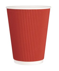 Fiesta Ripple Wall Takeaway Coffee Cups Red 340ml / 12oz (Pack of 500) (GP428)