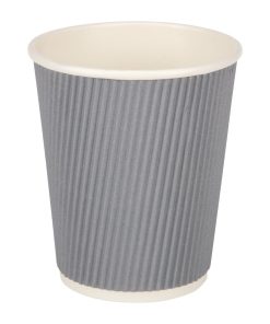 Fiesta Disposable Coffee Cups Ripple Wall Charcoal 225ml / 8oz (Pack of 25) (GP430)