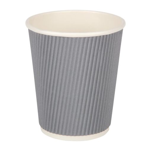 Fiesta Disposable Coffee Cups Ripple Wall Charcoal 225ml / 8oz (Pack of 25) (GP430)