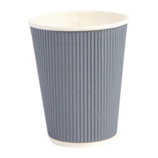 Fiesta Disposable Coffee Cups Ripple Wall Charcoal 340ml / 12oz (Pack of 25) (GP431)