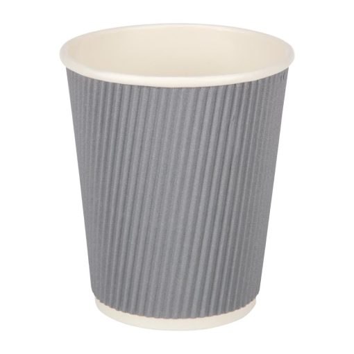 Fiesta Disposable Coffee Cups Ripple Wall Charcoal 225ml / 8oz (Pack of 500) (GP433)