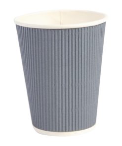 Fiesta Disposable Coffee Cups Ripple Wall Charcoal 340ml / 12oz (Pack of 500) (GP434)