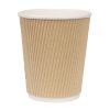 Fiesta Disposable Coffee Cups Ripple Wall Kraft 225ml / 8oz (Pack of 500) (GP442)
