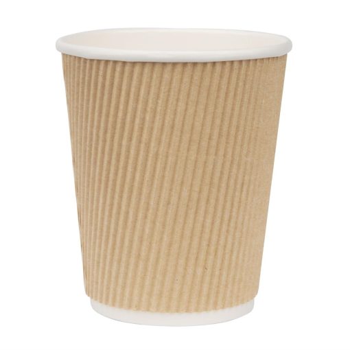 Fiesta Disposable Coffee Cups Ripple Wall Kraft 225ml / 8oz (Pack of 500) (GP442)