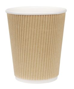 Fiesta Disposable Coffee Cups Ripple Wall Kraft 225ml / 8oz (Pack of 25) (GP443)