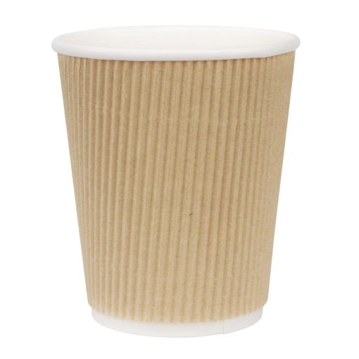 Fiesta Disposable Coffee Cups Ripple Wall Kraft 225ml / 8oz (Pack of 25) (GP443)