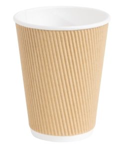 Fiesta Disposable Coffee Cups Ripple Wall Kraft 340ml / 12oz (Pack of 25) (GP445)