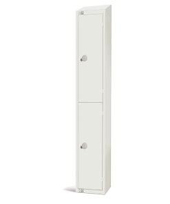 Elite Double Door Coin Return Locker with Sloping Top White (GR303-CNS)