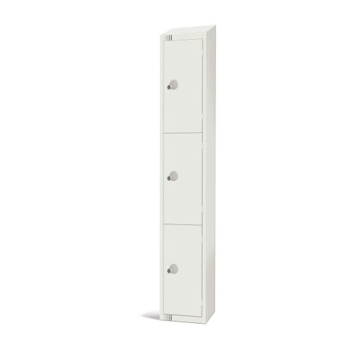 Elite Three Door Coin Return Locker with Sloping Top White (GR304-CNS)
