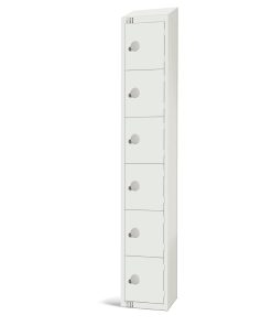 Elite Six Door Coin Return Locker with Sloping Top White (GR307-CNS)