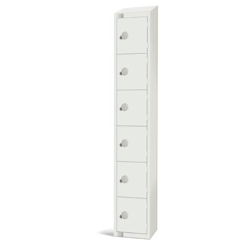 Elite Six Door Coin Return Locker with Sloping Top White (GR307-CNS)