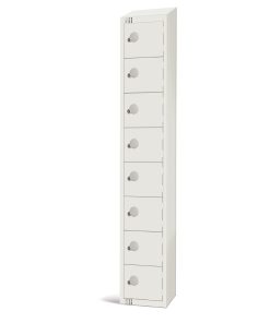 Elite Eight Door Coin Return Locker with Sloping Top White (GR308-CNS)