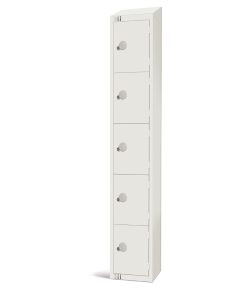 Elite Five Door Electronic Combination Locker with Sloping Top White (GR313-ELS)