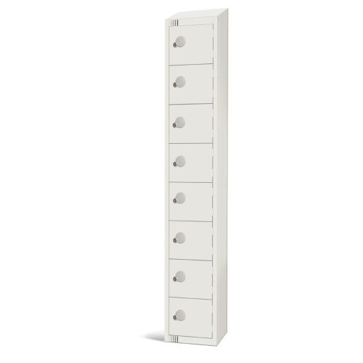 Elite Eight Door Coin Return Locker with Sloping Top White (GR315-CNS)