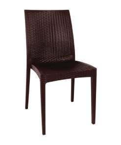 Bolero PP Rattan Bistro Side Chairs Brown (Pack of 4) (GR361)