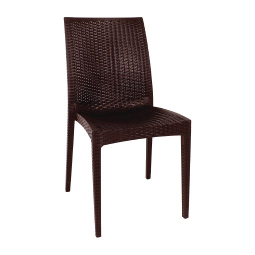 Bolero PP Rattan Bistro Side Chairs Brown (Pack of 4) (GR361)