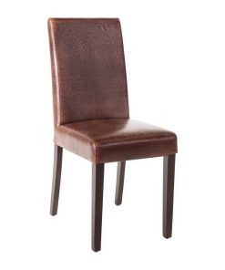 Bolero Faux Leather Dining Chair Antique Brown (Pack of 2) (GR369)