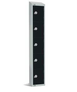 Elite Five Door Electronic Combination Locker with sloping top Black (GR674-ELS)