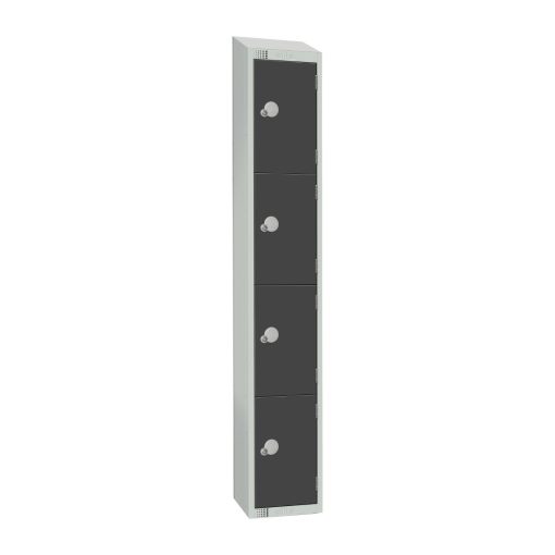 Elite Four Door Coin Return Locker with Sloping Top Graphite Grey (GR680-CNS)