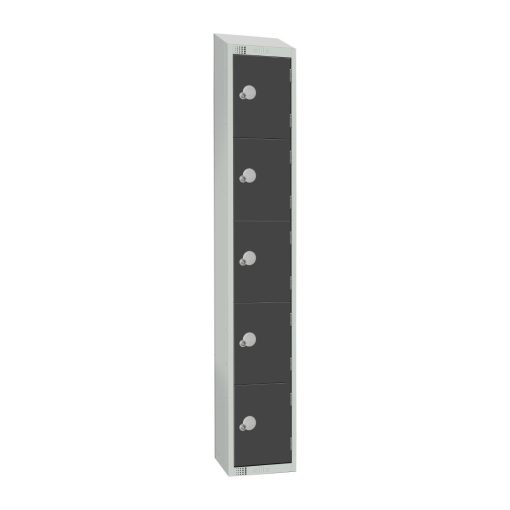 Elite Five Door Coin Return Locker with Sloping Top Graphite Grey (GR681-CNS)