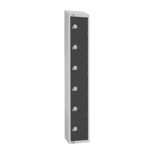 Elite Six Door Coin Return Locker with Sloping Top Graphite Grey (GR682-CNS)