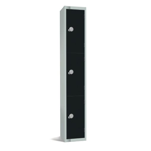 Elite Three Door Coin Return Locker Black (GR686-CN)