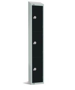 Elite Three Door Electronic Combination Locker with Sloping Top Black (GR686-ELS)
