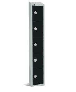 Elite Five Door Electronic Combination Locker with Sloping Top Black (GR688-ELS)