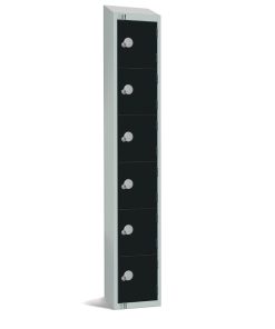 Elite Six Door Manual Combination Locker Locker Black with sloping top (GR689-CLS)