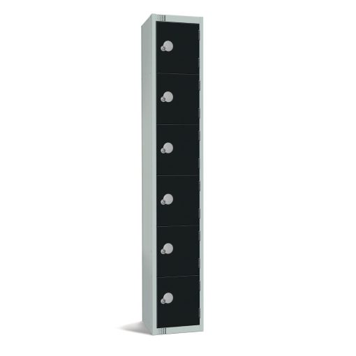 Elite Six Door Coin Return Locker Black (GR689-CN)