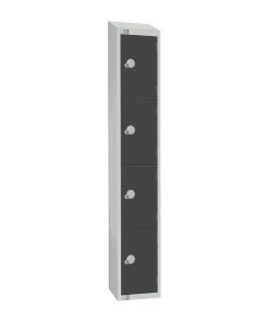 Elite Four Door Coin Return Locker with Sloping Top Graphite Grey (GR694-CNS)