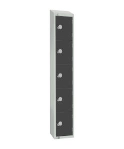 Elite Five Door Coin Return Locker with Sloping Top Graphite Grey (GR695-CNS)