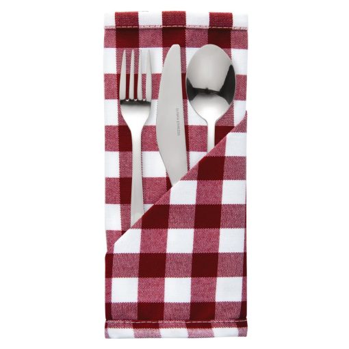 Gingham Polyester Napkins Red Check (Pack of 10) (HB580)