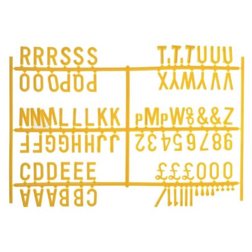 Beaumont Peg Board 20mm Letters 540 Characters Yellow (Pack of 20) (HC766)