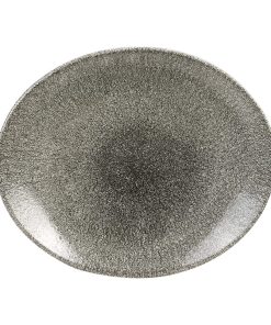 Churchill Studio Prints Raku Oval Coupe Plates Quartz Black 270mm (Pack of 12) (HC780)