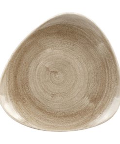 Churchill Stonecast Patina Antique Triangle Plates Taupe 229mm (Pack of 12) (HC793)