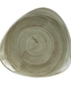 Churchill Stonecast Patina Antique Round Triangle Plates Green 229mm (Pack of 12) (HC813)