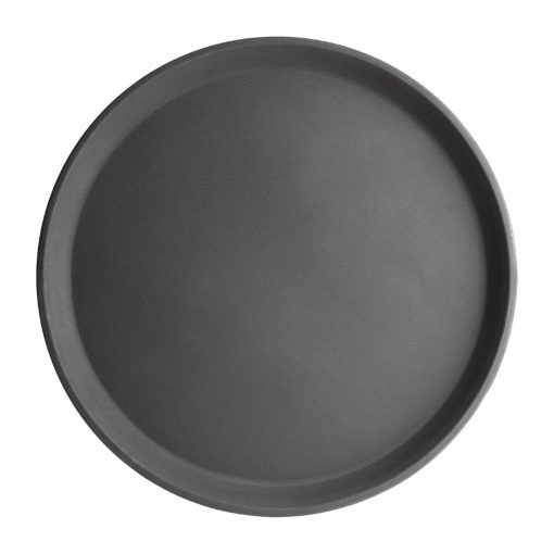 Kristallon Fibreglass Round Non-Slip Tray Black 356mm (J846)