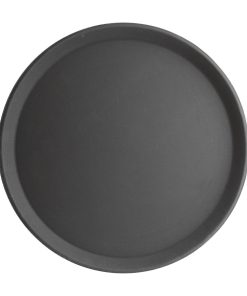 Kristallon Fibreglass Round Non-Slip Tray Black 406mm (J847)