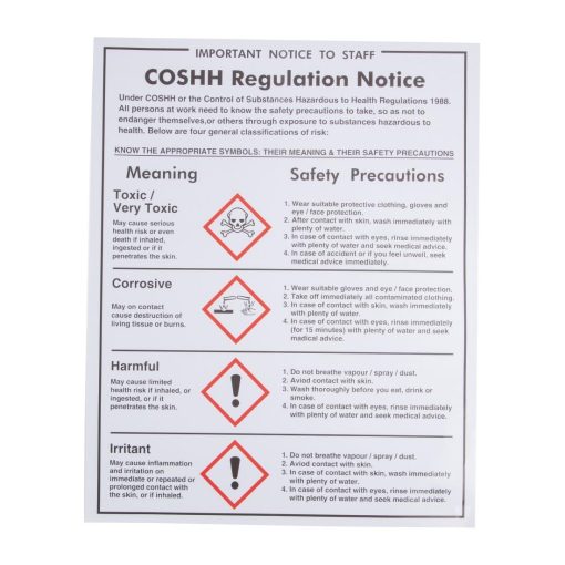 Vogue COSHH Regulations Sign (L903)