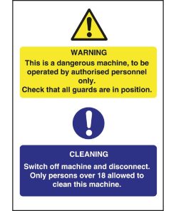 Dangerous Machine Cleaning Sign (L945)