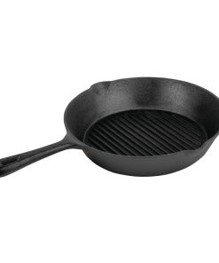 Vogue Round Cast Iron Ribbed Skillet Pan 267mm (M652)