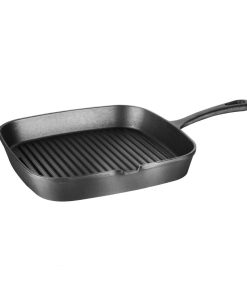 Vogue Square Cast Iron Ribbed Skillet Pan 241mm (M653)