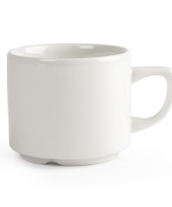 Churchill Plain Whiteware Stacking Maple Tea Cups 199ml (Pack of 24) (P740)