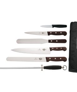 Victorinox 6 Piece Rosewood Knife Set with 20cm Chefs Knife with Wallet (S188)