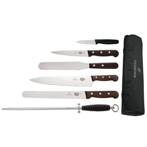 Victorinox 6 Piece Rosewood Knife Set with 20cm Chefs Knife with Wallet (S188)