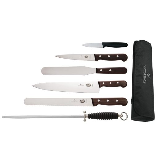 Victorinox 6 Piece Rosewood Knife Set with 25cm Chefs Knife with Wallet (S189)