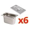Vogue Gastronorm Pan Set with Lids 1/9 (Pack of 6) (S430)