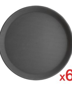 Bulk Buy Pack of 6 Kristallon Polypropylene Round Non-Slip Trays (C557) (S658)