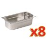Vogue Stainless Steel Gastronorm Pan Set 8 x 1/3 (S728)